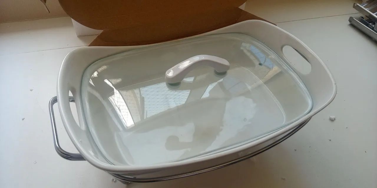 Rechaud em porcelana com tampa em vidro OneMore