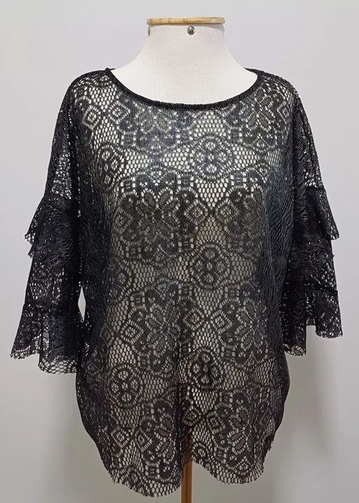 Blusa Transparente Sobreposição Renda - RIACHUELO