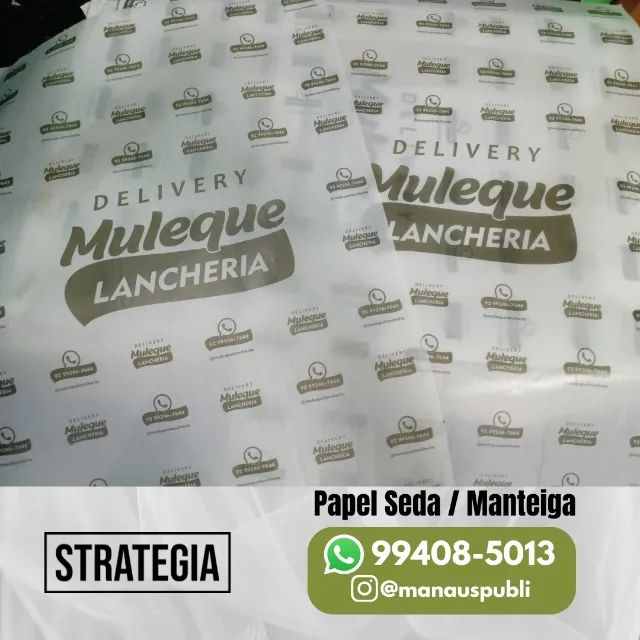 Papel de Seda Personalizado 33x48cm - Arte e Entrega Incluso Manaus - Foto 2