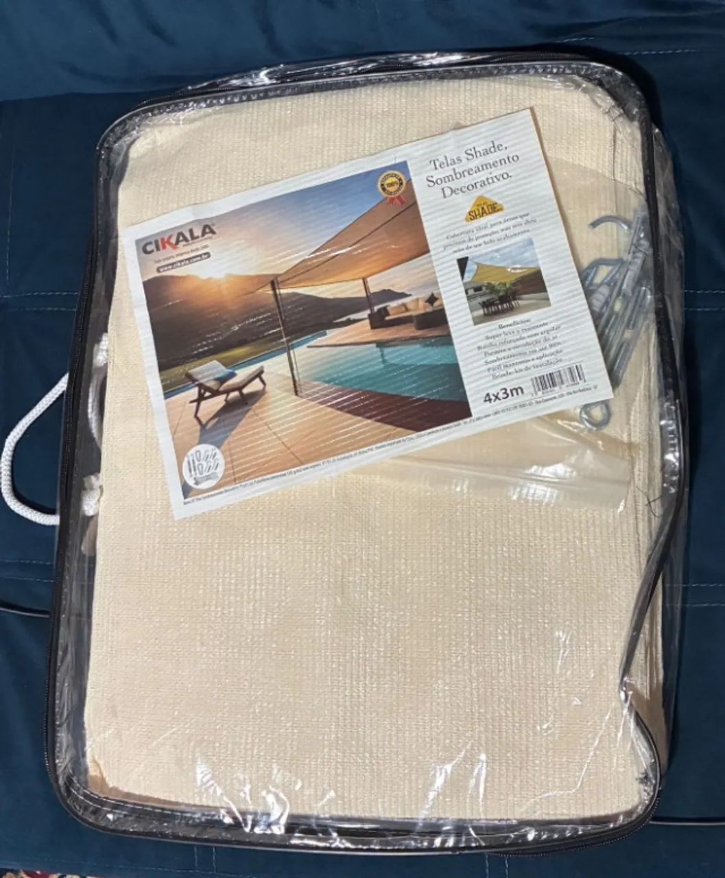 Tela Toldo Vela Areia Sombreamento Shade 4x3+kit Instalação - Foto 2
