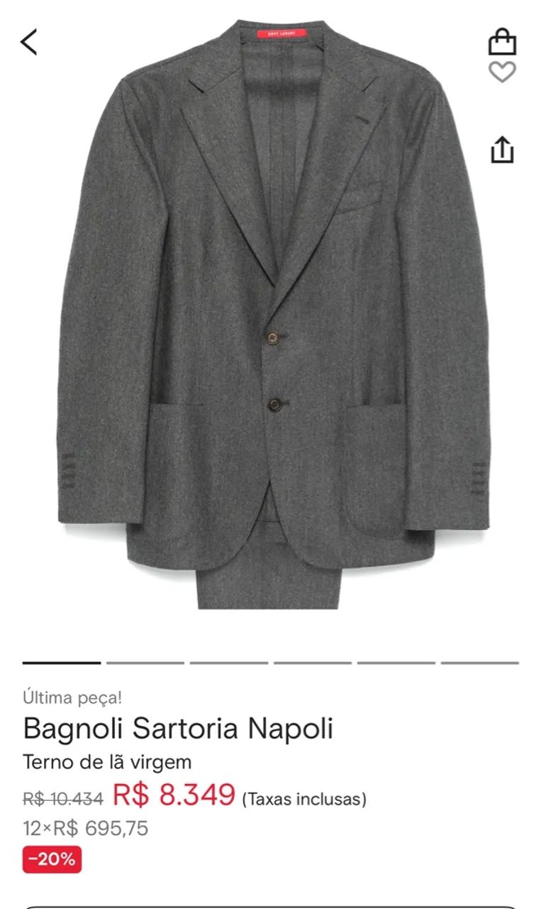 Terno Italiano Cinza Bagnoli Sartoria Napoli - Roupas - Guará I