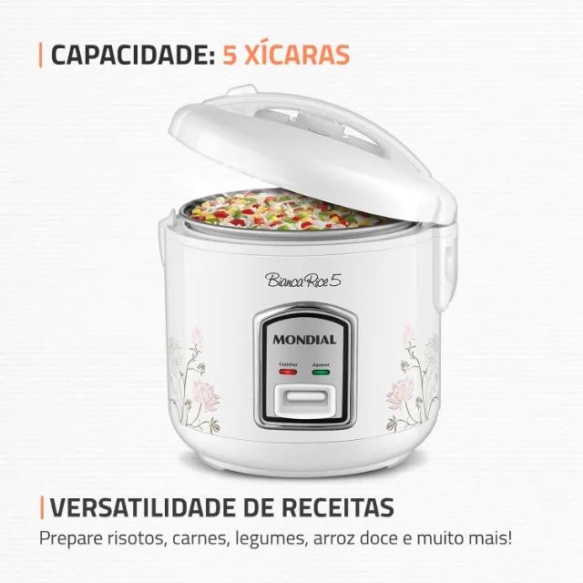 Panela Elétrica de Arroz Mondial Bianca Rice NPE-05 5 Xícaras - Branca - 110V  R$ 125,00 - Foto 5