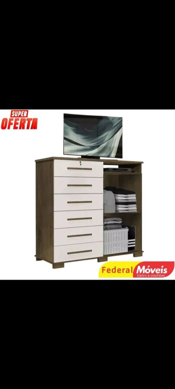 Cômoda com 6 Gavetas e 2 Portas - Funcionalidade com Estilo  - Foto 2
