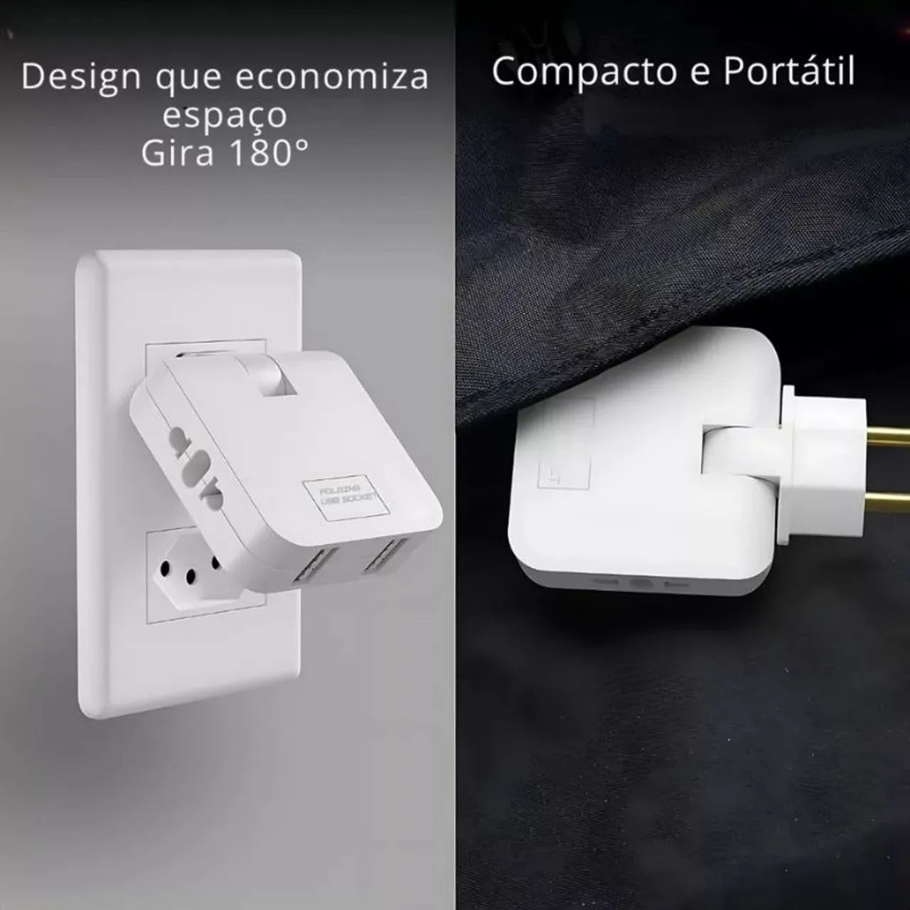 Adaptadores De Tomadas Tipo C Dobrável Em T Universal Usb  - Foto 5