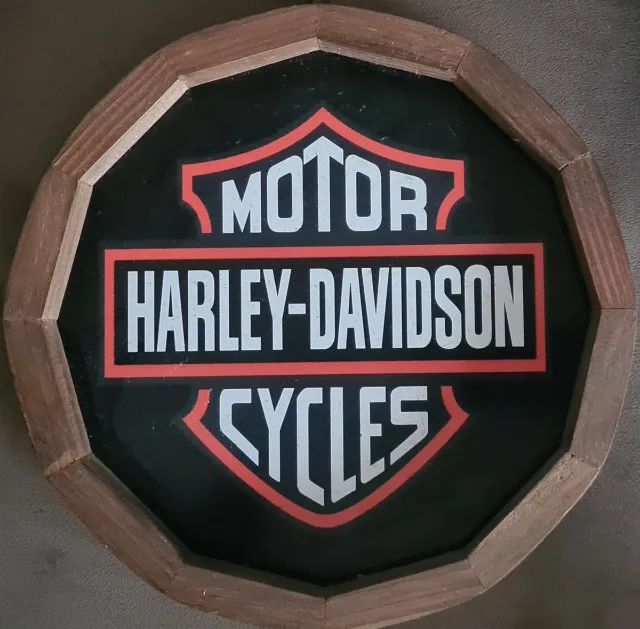 quadro em madeira harley davidson motorcycles