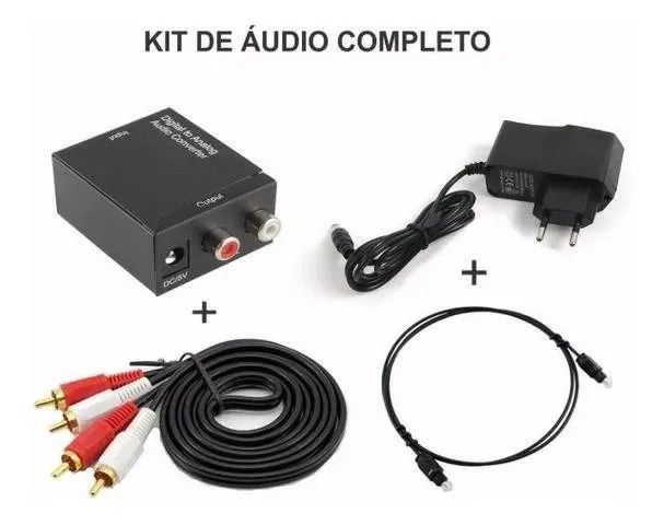 Kit completo cabo optico+cabo rca Conversor de audio digital para analogico converter