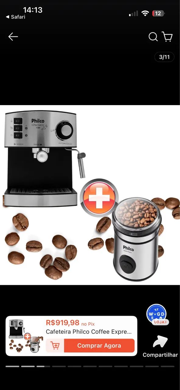 Cafeteira Philco Coffee Express 15 Bar Filtro + Moedor de Café Inox  - Foto 2