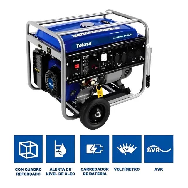 Gerador de Energia a Gasolina 6.0 KVA Bivolt Tekna GT6500FB - Partida Manual - Foto 4