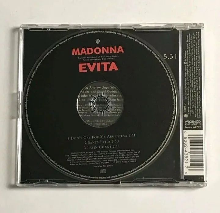 Madonna CD Single Importado UK Edition Evita de 1996