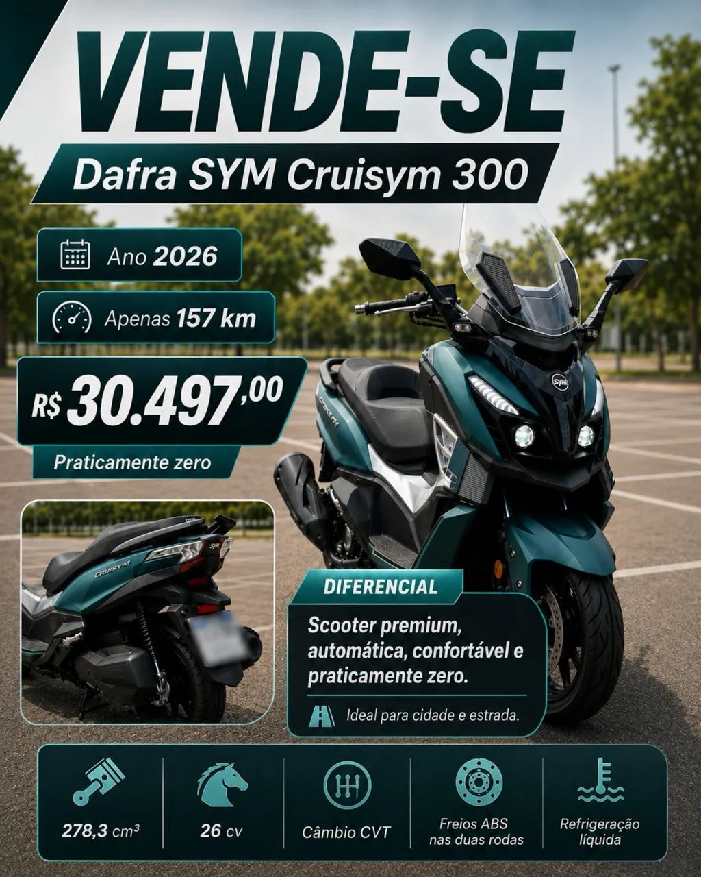 Dafra SYM Cruisym 300 2026 ZERO Km praticamente  - Foto 3