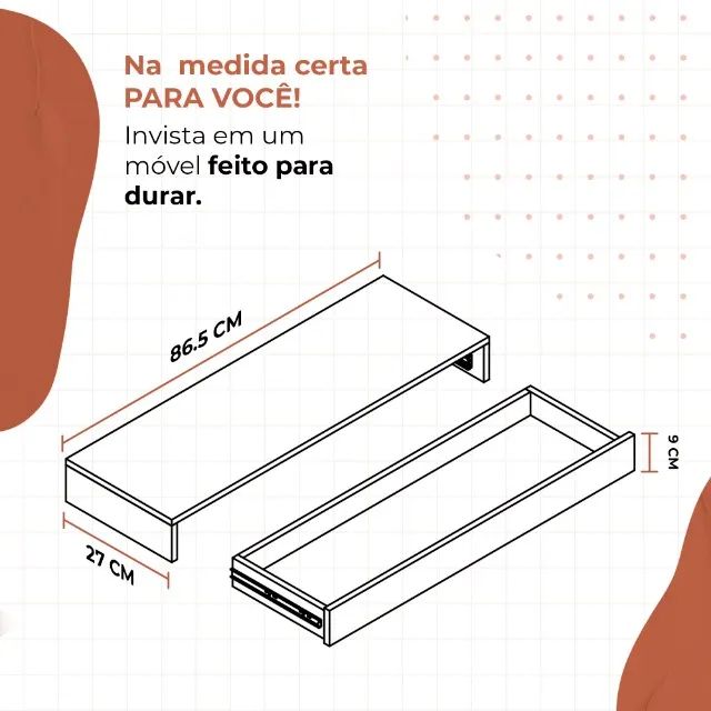 Gaveta Penteadeira Supensa MDF Praticidade e Estilo 86,5CM  - Foto 3