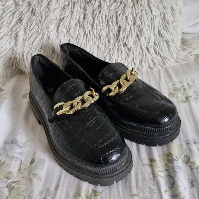 Mocassim Tratorado Croco Preto C&A