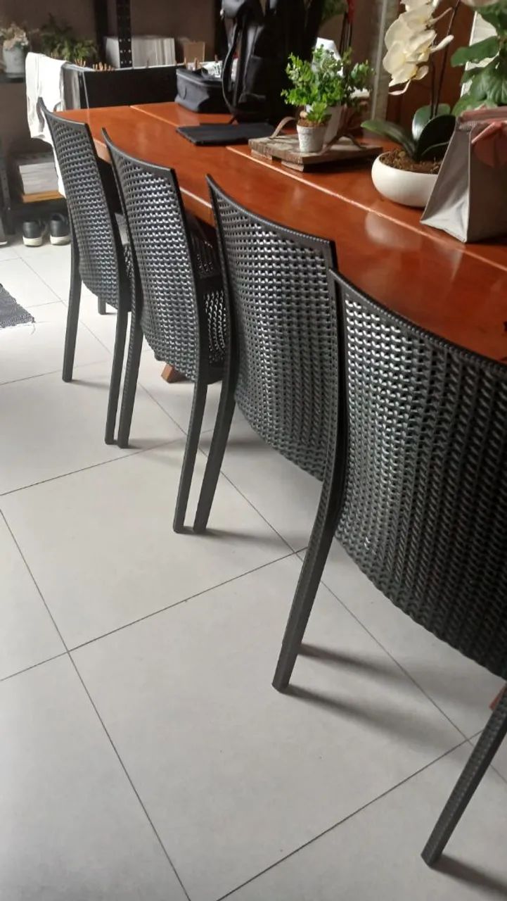 Kit 6 cadeiras Rattan preta - Foto 2