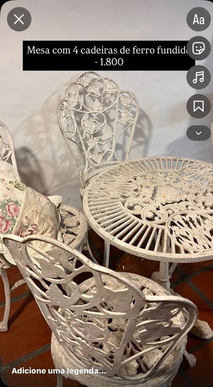 Conjunto para jardim de ferro fundido