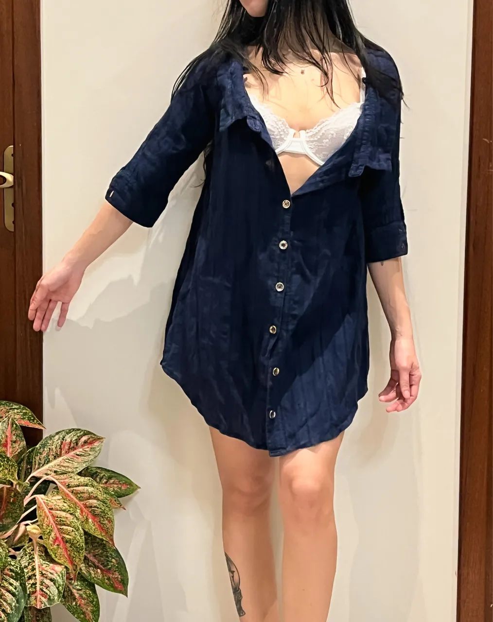 ROUPA - Blusa azul de algodão - Foto 2