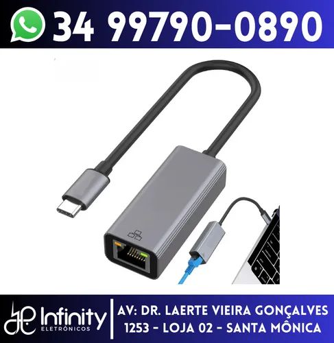 Adaptador Internet Tipo-C p/ RJ45 Gigabit