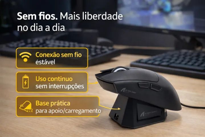 Mouse Gamer Attack Shark X11 22000dpi Sem Fio Usb Bluetooth Preto - Foto 3