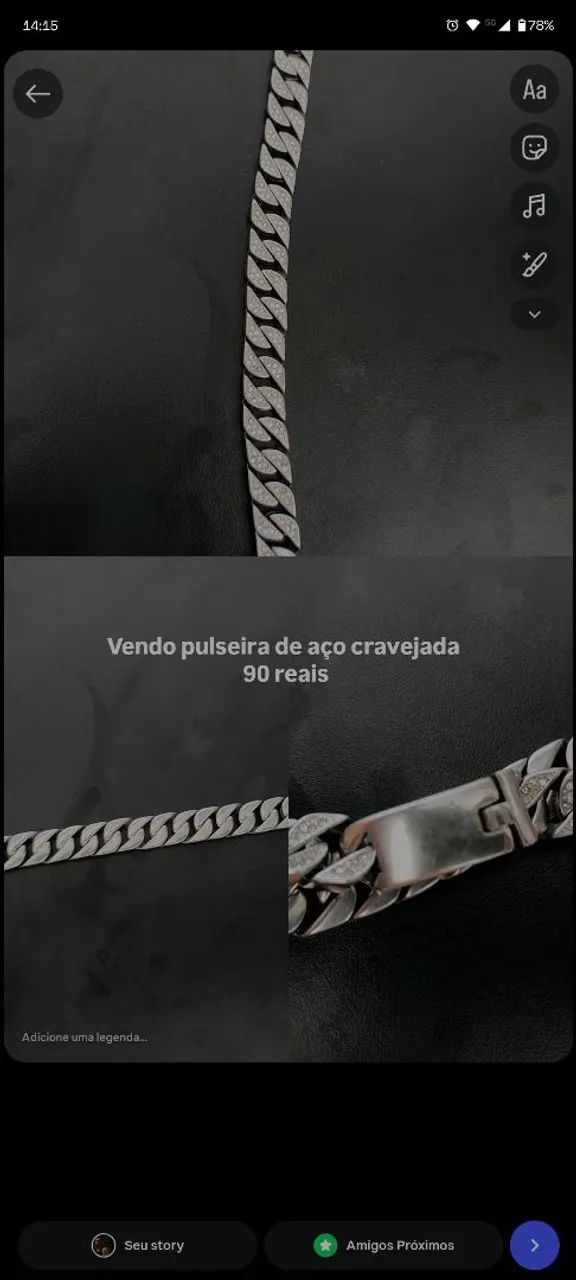 Pulseira de aço cravejada - Foto 4
