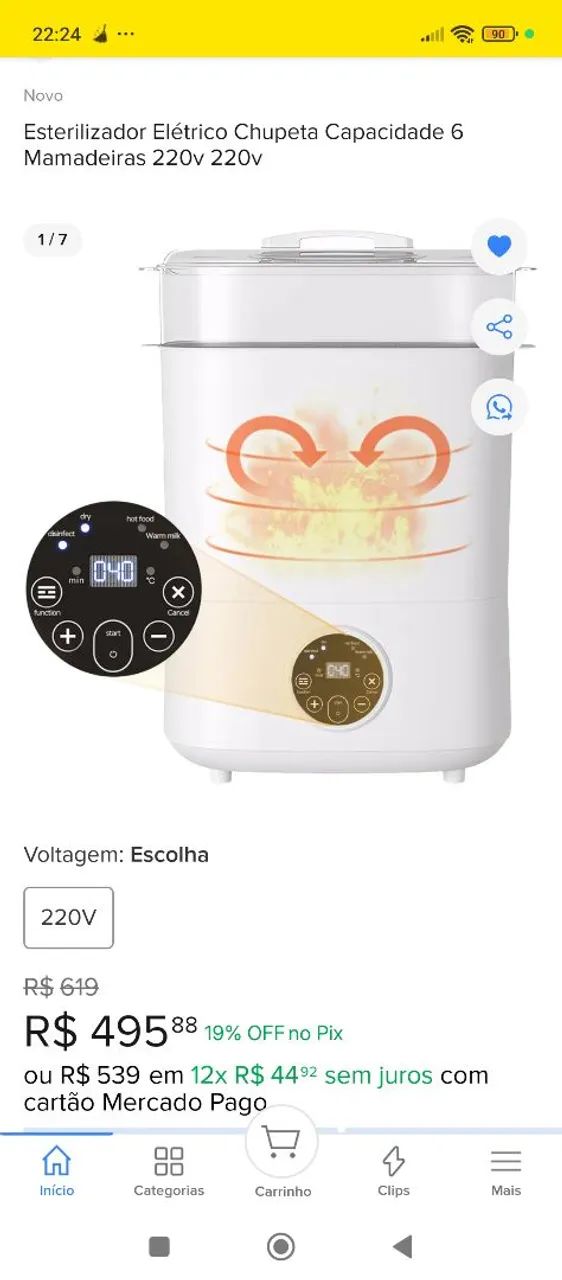 Estrelizador Eletrico chupeta e mamadeira voltagem 220 V novo na caixa  - Foto 4