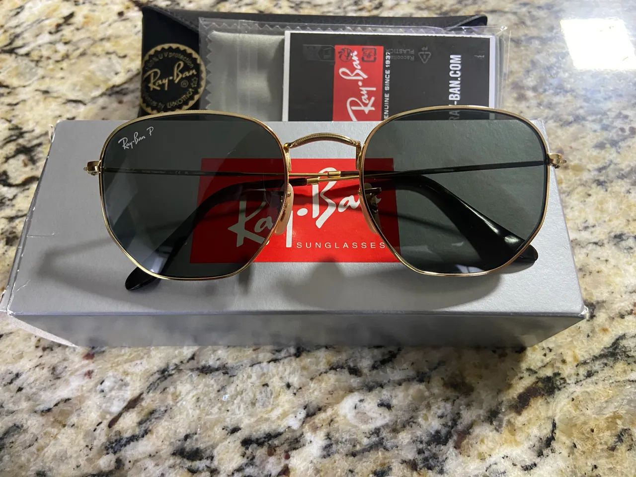 Óculos Rayban Hexagonal Polarizado Original - Foto 4