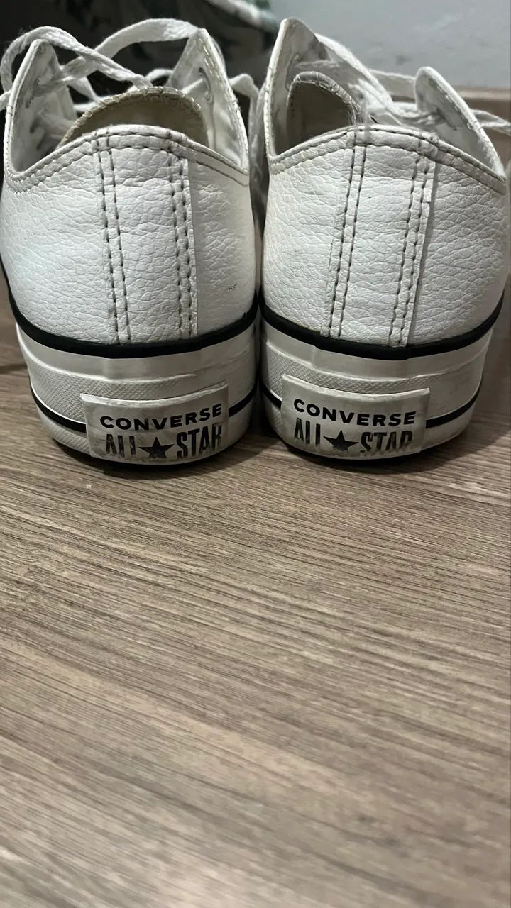 Converse all star couro branco n 33/34 - Foto 3