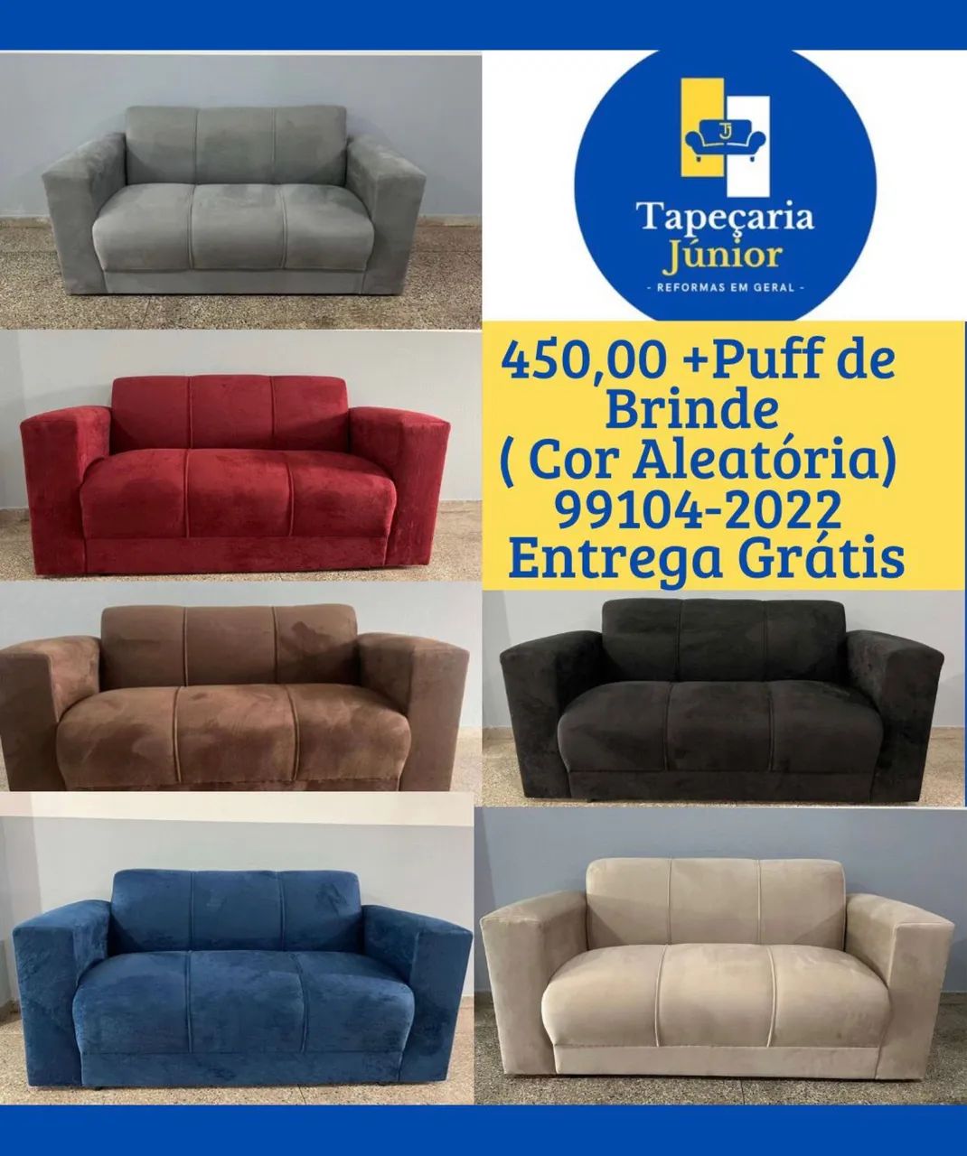 Sofás novos a pronta entrega. 450,00 puff e entrega grátis 