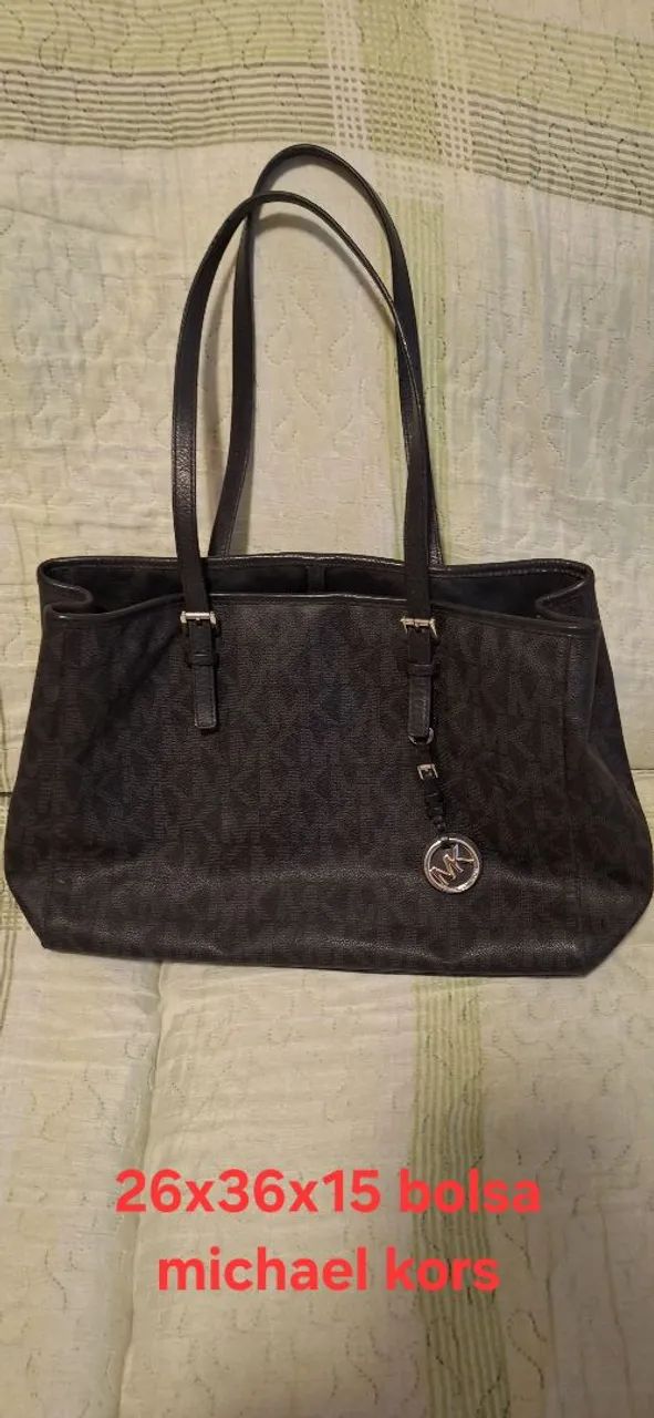 Bolsa Michel Kors Jet  set logo preto