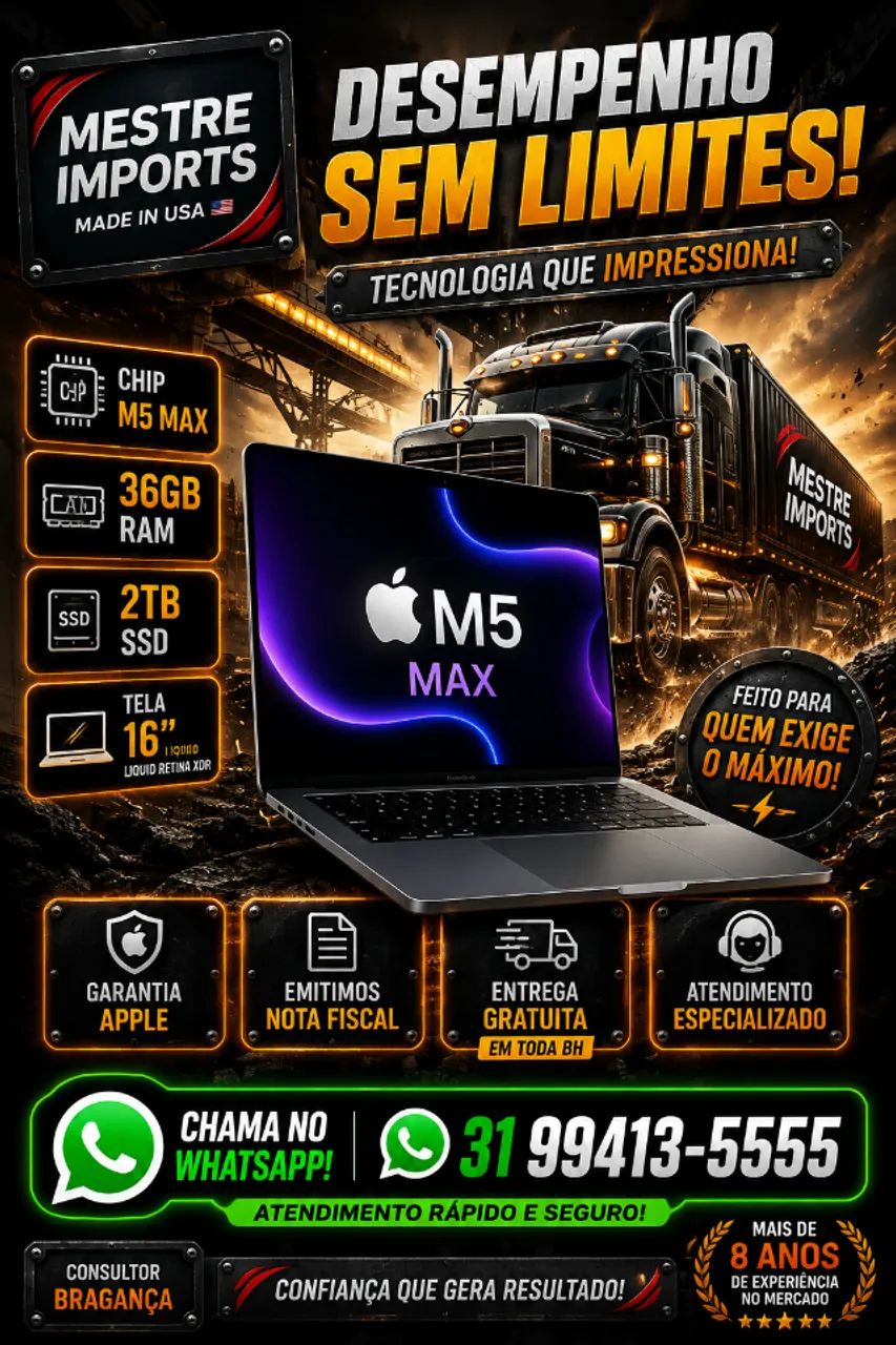 MacBook Pro M5 Max 16 polegadas 36GB RAM 2TB SSD Silver Novo Lacrado Nota Fiscal