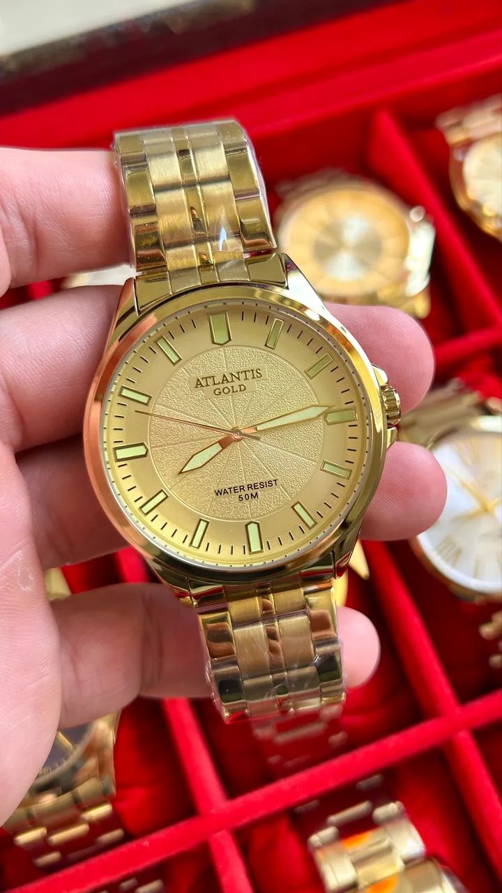 Relógio masculino dourado original  - Foto 3