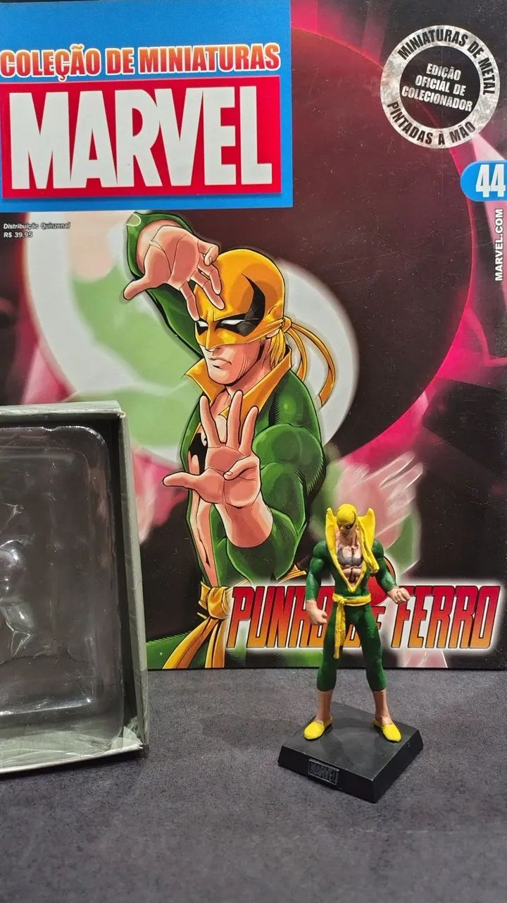 Miniatura Marvel Eaglemoss Punho de Ferro - Perfeito + Fasc. 44 e Embalagem