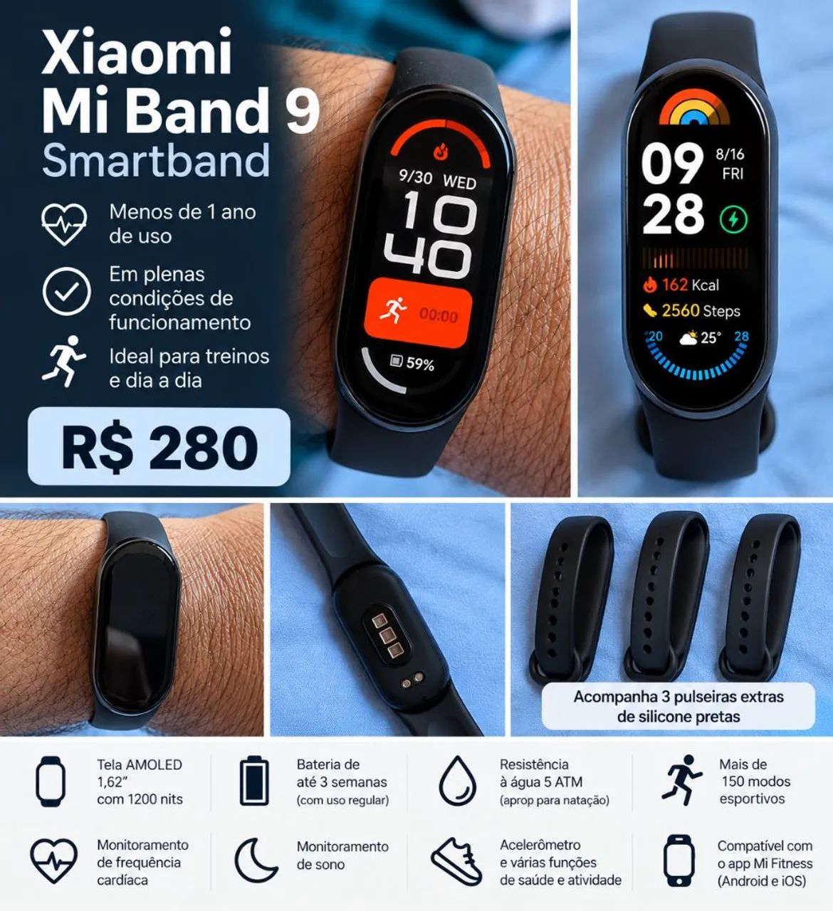 Xiaomi 9 smart band - menos de 1 ano