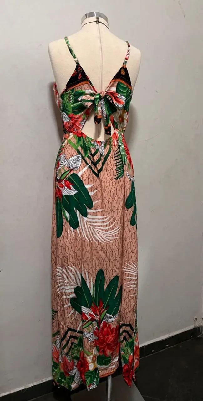 Vestido longo estampado com bojo - Foto 2
