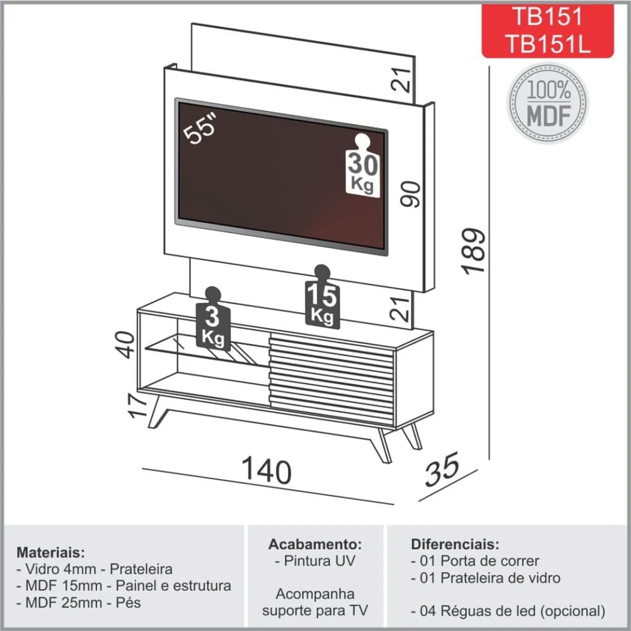 Home Unickle p/tv 55" - Foto 3
