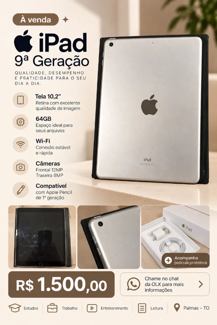 Ipad 9 geração, 64Gb
