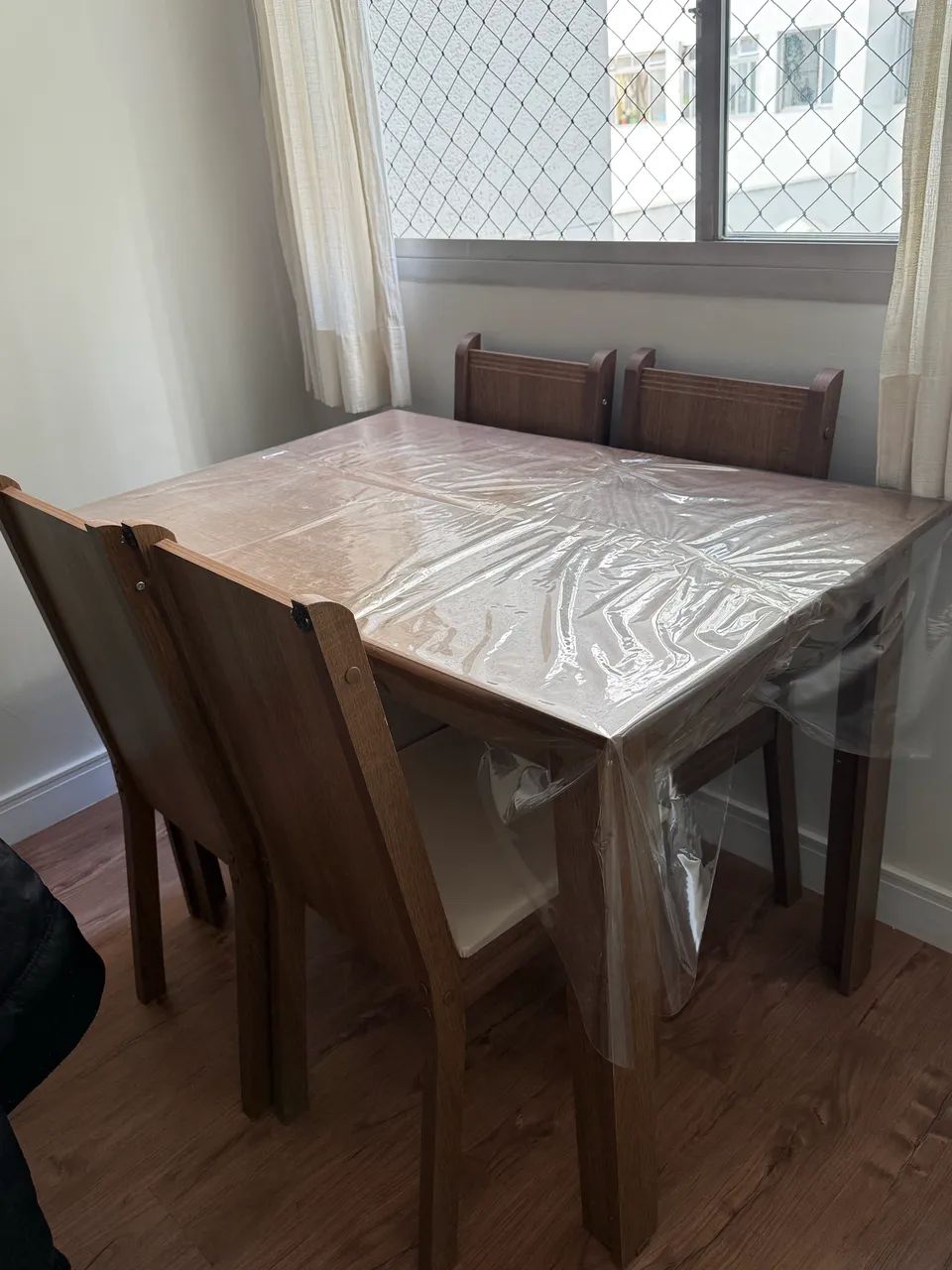 Sala De Jantar Mesa Madeira+4 Cadeiras Rustic/pérola - Foto 4