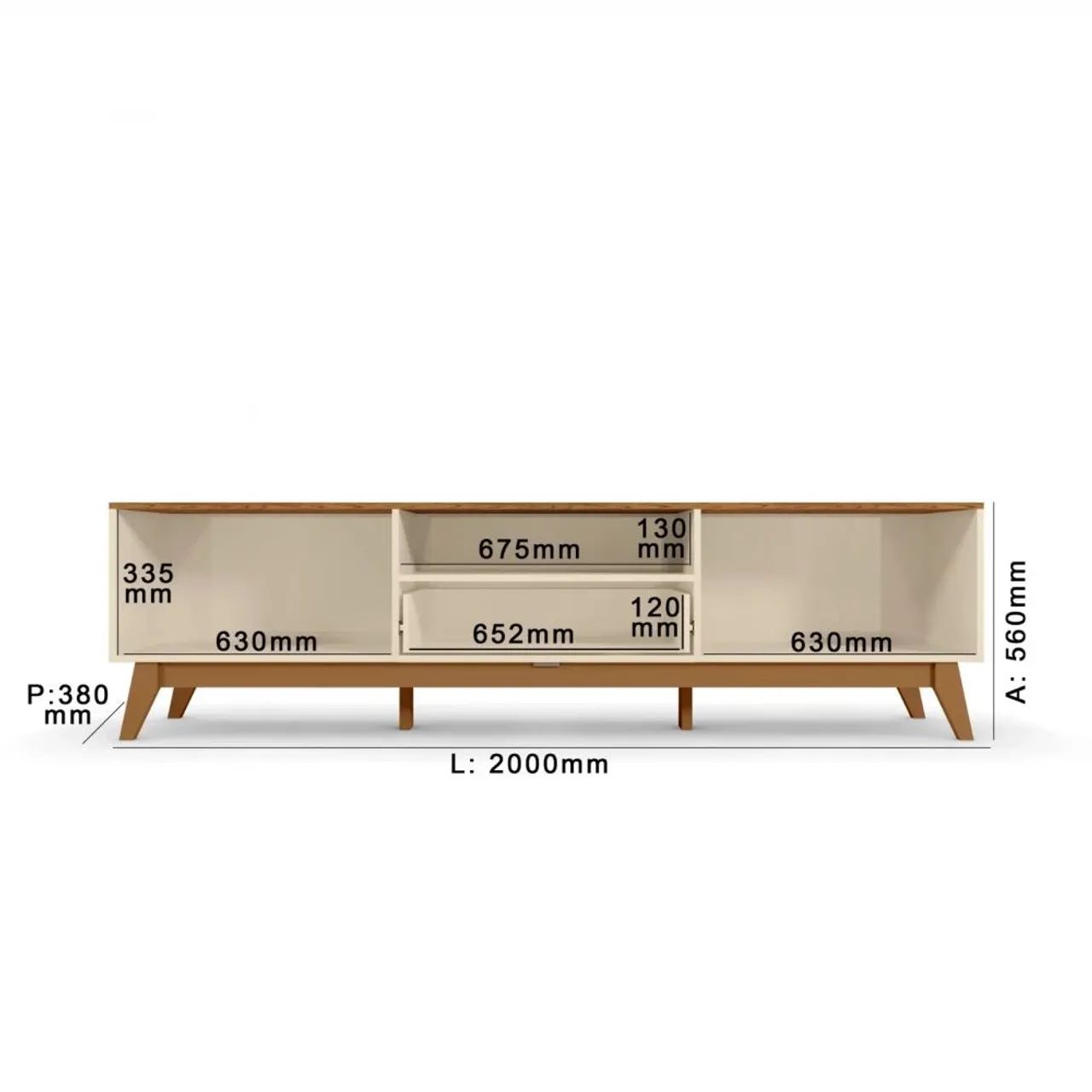 Rack para Tv de até 75 Polegadas 2 Portas 1 Gaveta Diadema Off White/ Canela Mobler<br> - Foto 3