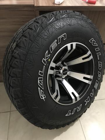 Rodas 15x10 6x139 5x114 Fortwheel Alado com Pneus32 Falken Ranger S10 Triton Pajero