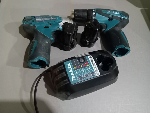 Kit parafusadeira, uma furadeira e uma parafusadeira com duas baterias e um carregador - Foto 2