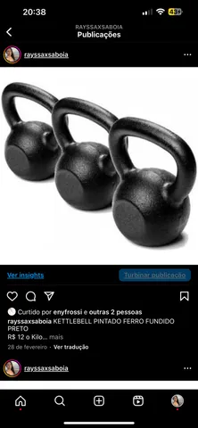 Kettlebell Emborrachado c/ Alça Pintada Colorido Peso:14KG