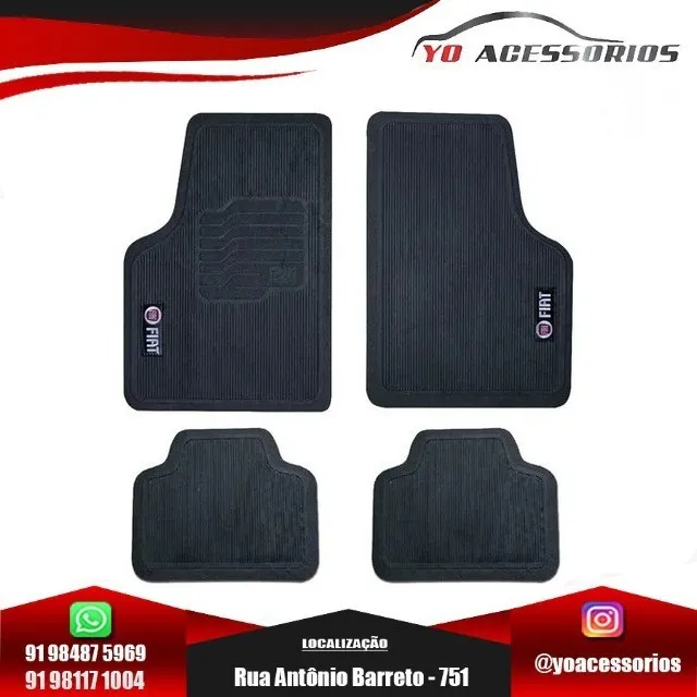 Jogo de Tapete Borracha Pvc Universal Fiat C/ logo e 04 peças