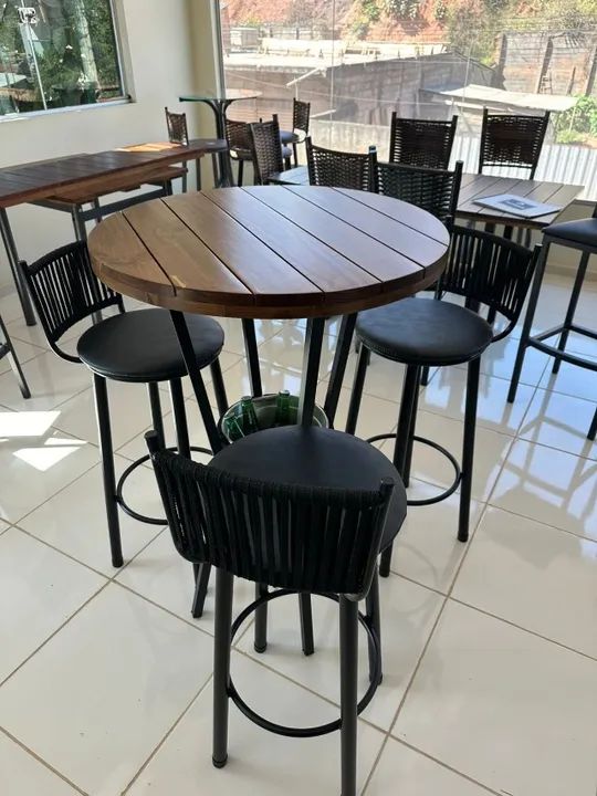 Mesa Bistrô Bar Preto/Ripado 0,70 m com 3 Banquetas Bete Preto Fosco TT - Foto 5