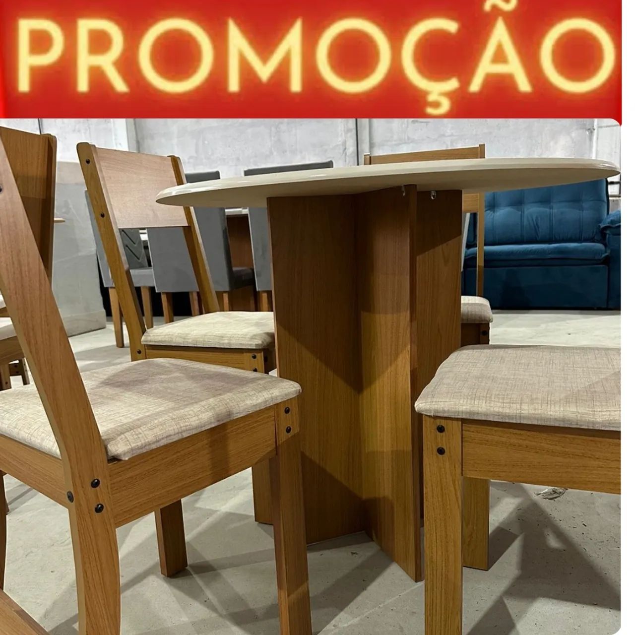 Super oferta mesa 4 cadeiras amadeirada MDF