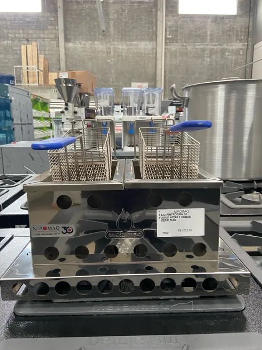 F42C FRITADEIRA DE FOGÃO 40x40 2 CUBAS - METALMAQ 