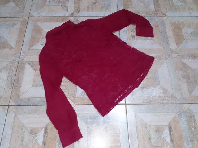 Blusa Feminina Seda Renda Transparente Gregory Tm P - Foto 2