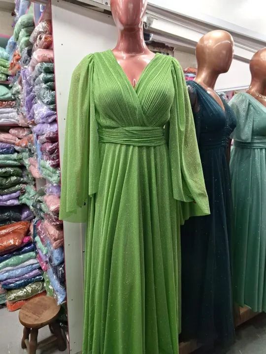 Vestido Longo Verde com Glitter