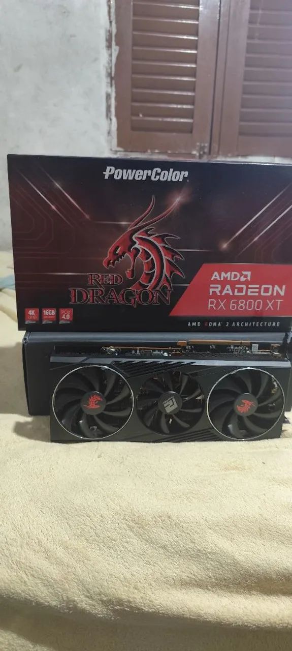 Placa de Vídeo PowerColor Red Dragon Radeon RX 6800 XT. Esse valor é a vista 