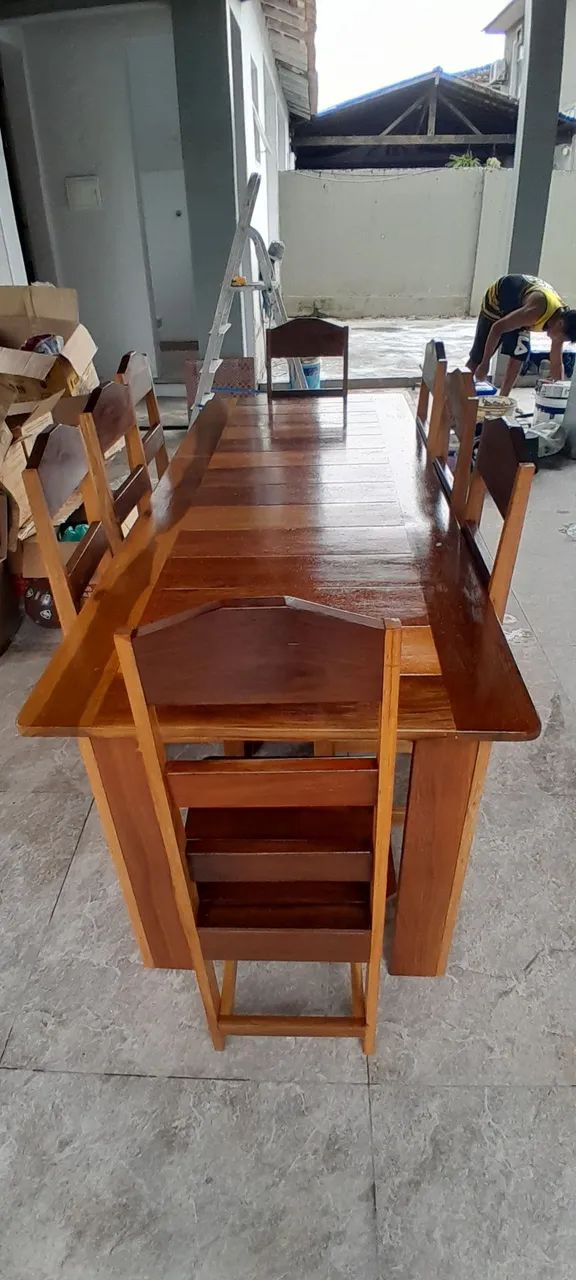 Mesa de Madeira Com 8 Cadeiras  - Foto 4