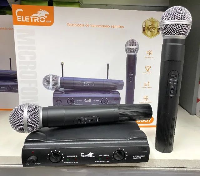 Kit com 2 Microfones Sem Fio, Profissionais, Com Receptor (Eletromex EL-5007) - Foto 6