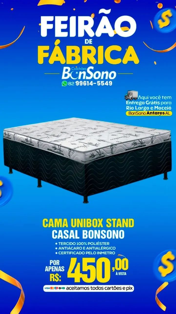 Cama Box Casal Bonsono - Unibox Stand - Apenas R$ 450,00