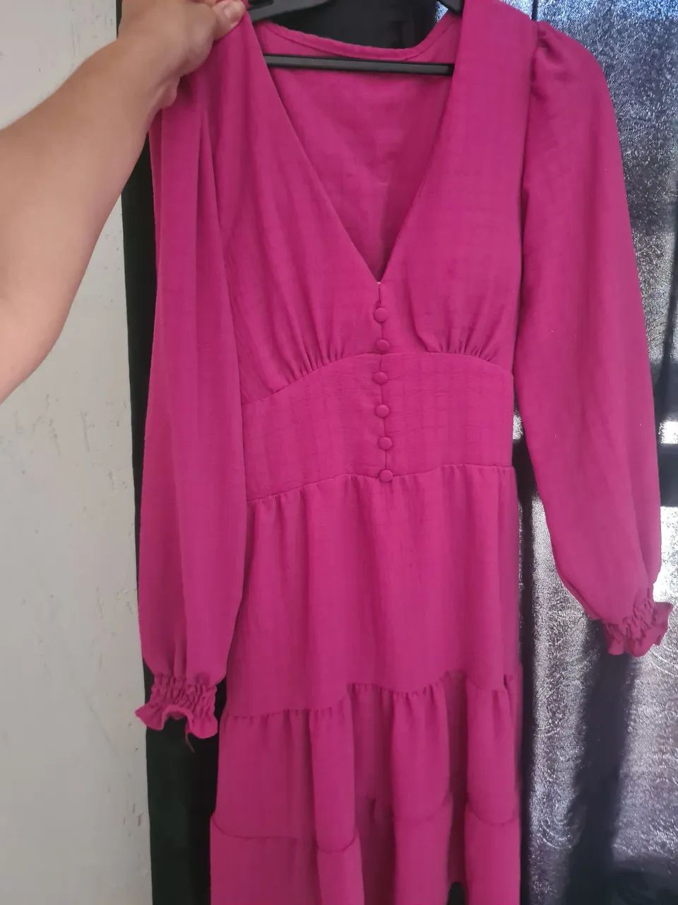 Vestido Rosa Longo Manga Comprida - Foto 2